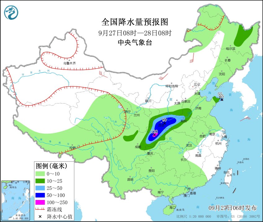 陕西四川盆地黄淮西部等地有较强降水