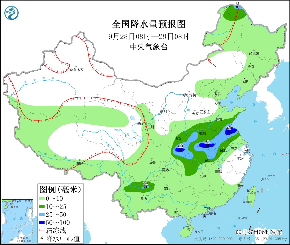 陕西四川盆地黄淮西部等地有较强降水